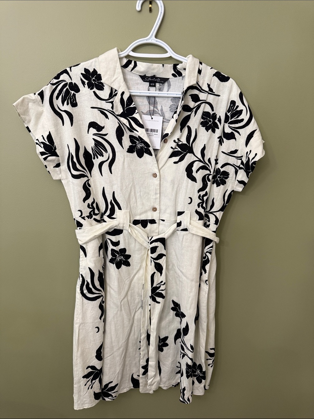 CHARLIE B Black & Cream Floral Shirt Dress